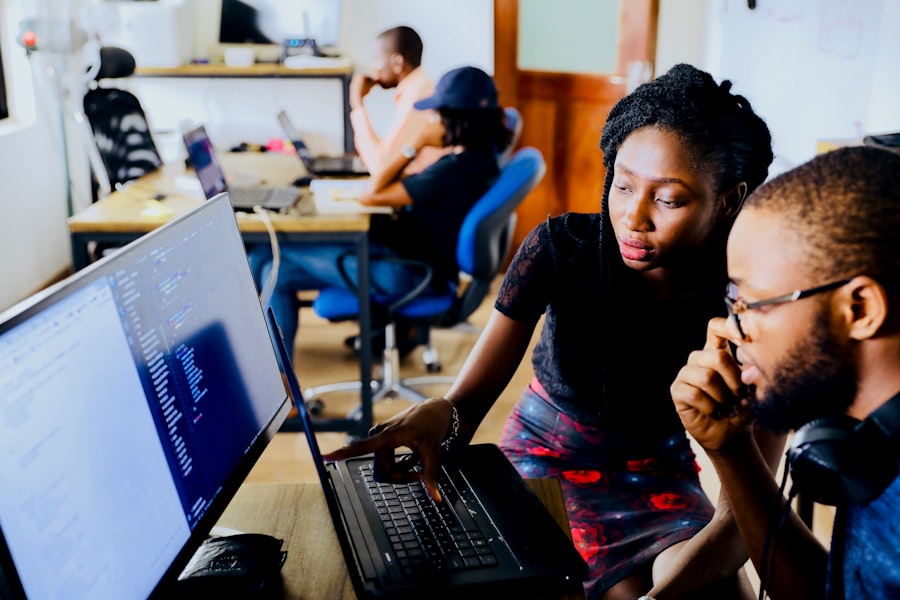 A diverse software development team collaborating
