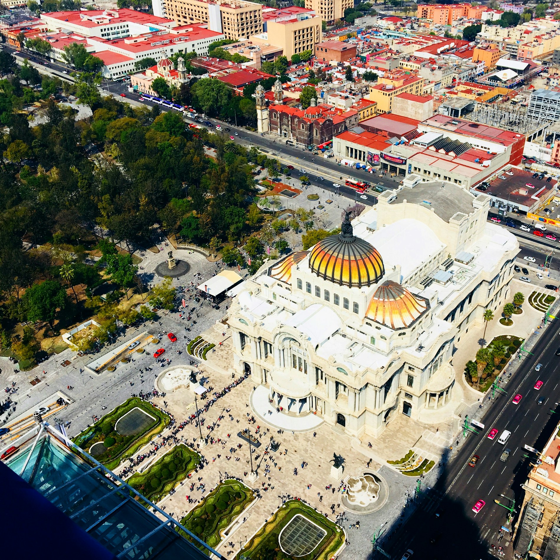 Aerial view of the Palacio de Bellas Artes in Mexico City